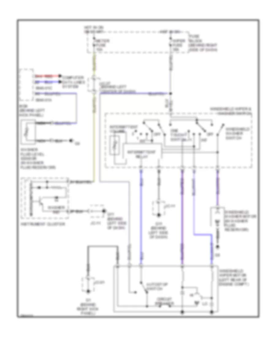 Front WiperWasher Wiring Diagram, without Automatic Wiper for Mazda CX-9 Grand Touring 2008