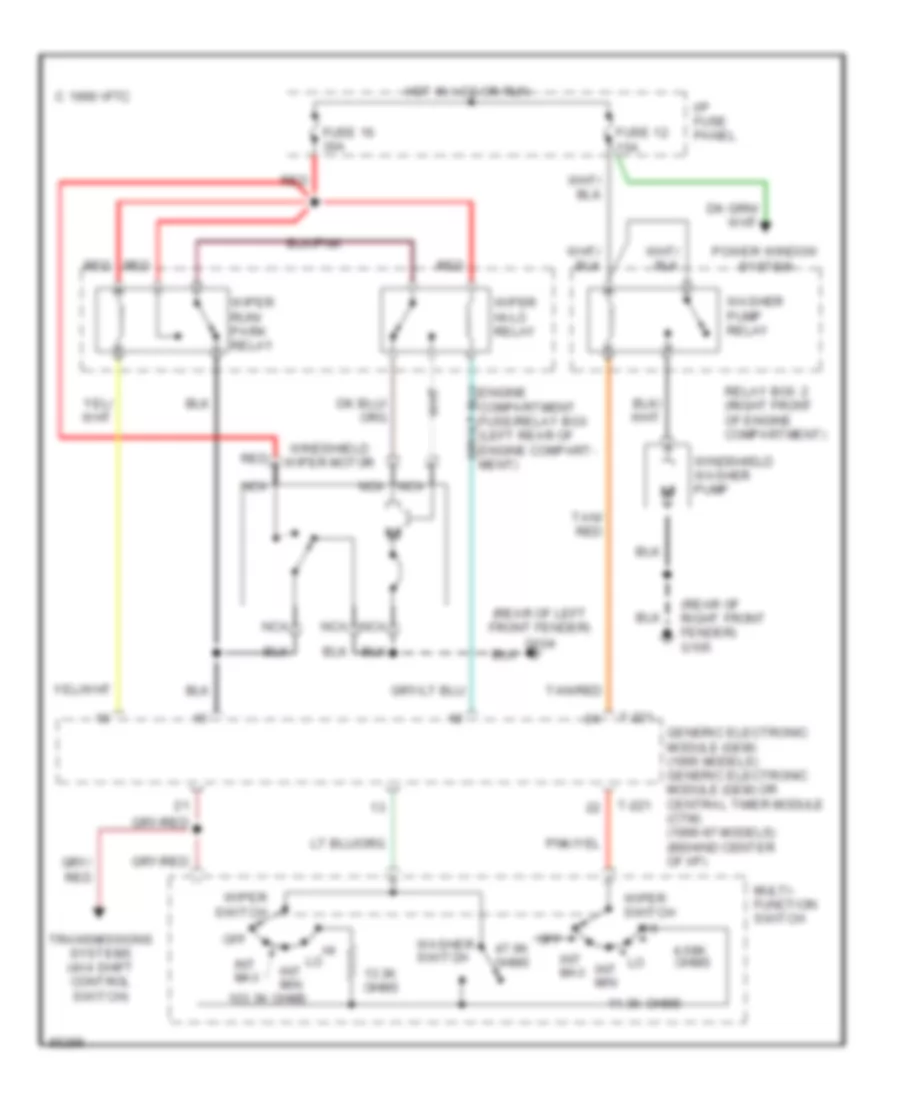 Электросхема стеклоочистителя, дворников и омывателя для Mazda BLE 1995 4000