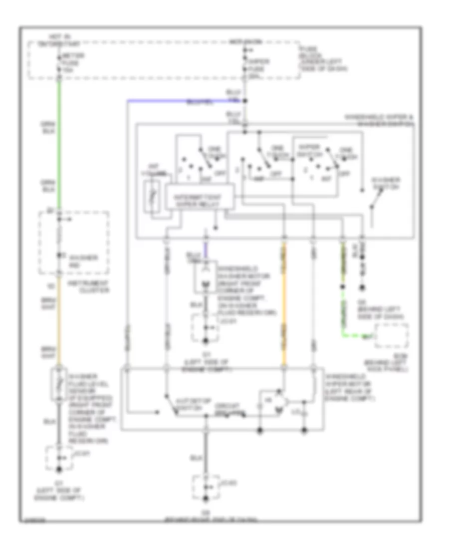 Электросхема передних стеклоочистителей дворников и омывателя лобового стекла для Mazda 6 s 2006