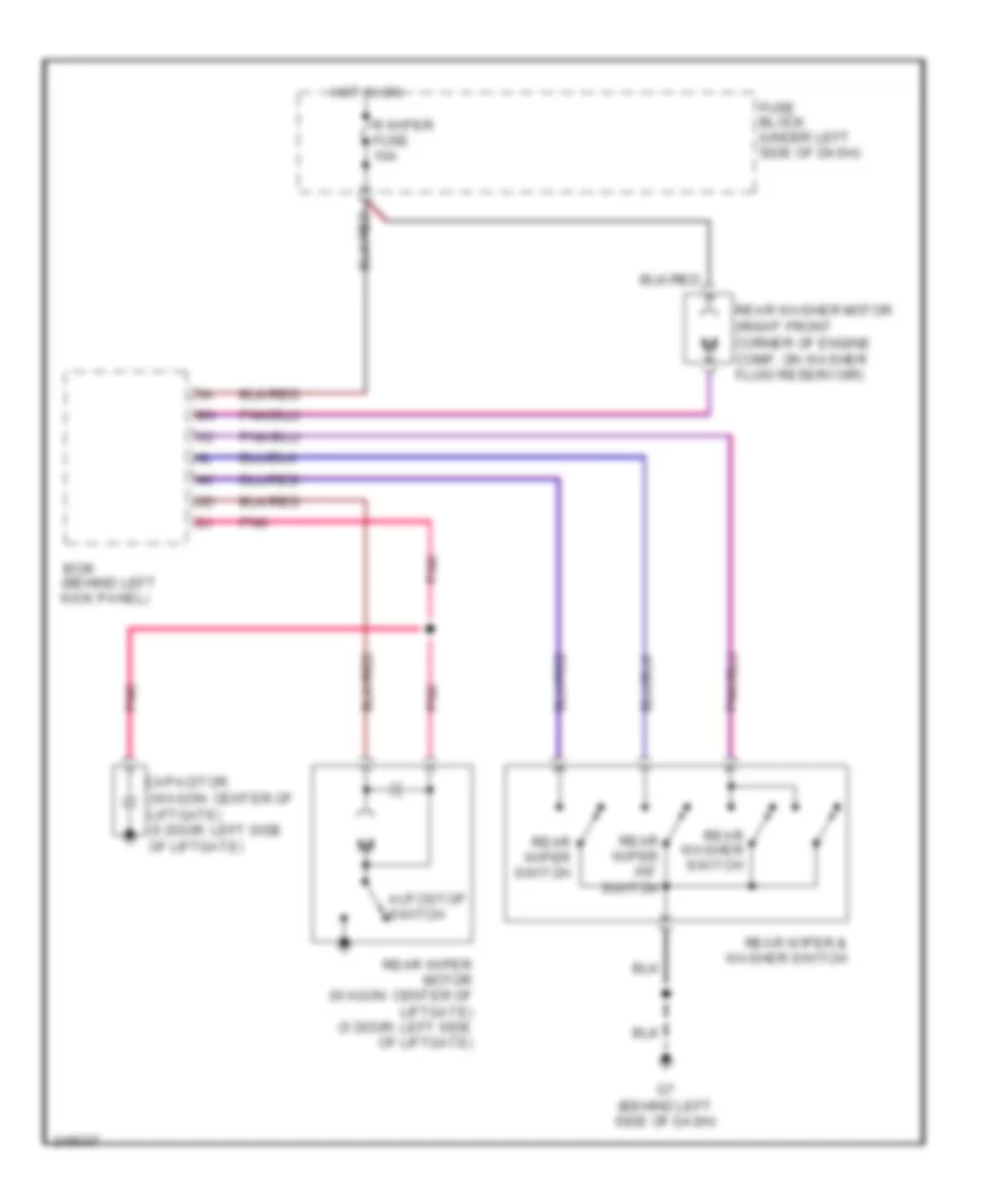 Электросхема заднего стеклоочистителя дворника и омывателя для Mazda 6 s 2006