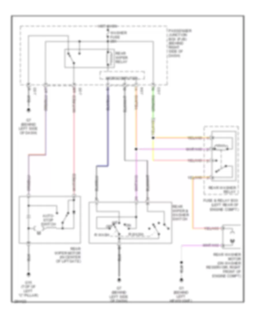 Электросхема заднего стеклоочистителя дворника и омывателя для Mazda 3 i Touring 2008