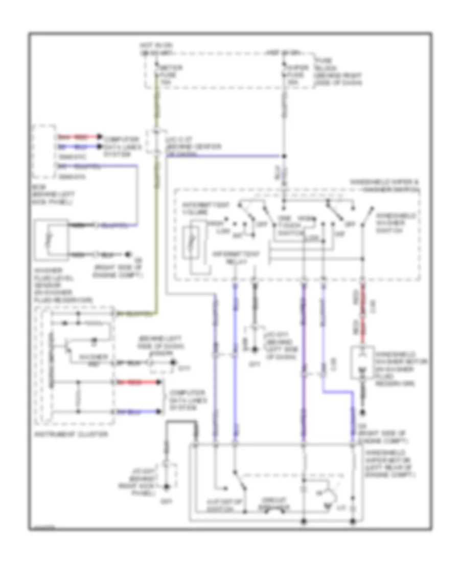 Front WiperWasher Wiring Diagram, without Auto Wiper System for Mazda CX-9 Grand Touring 2013