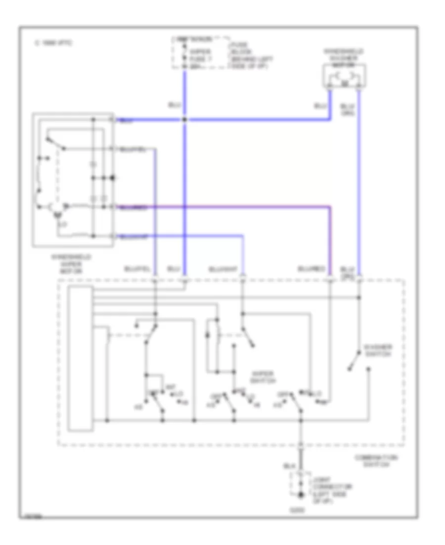 Электросхема стеклоочистителя, дворников и омывателя, Канада для Mazda MX-5 Miata 1991
