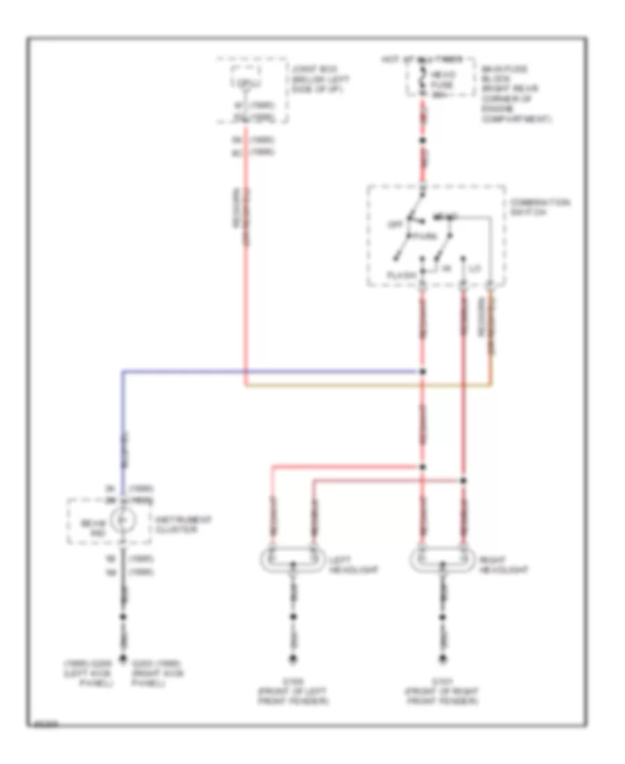Headlight Wiring Diagram, without DRL for Mazda MPV L 1995