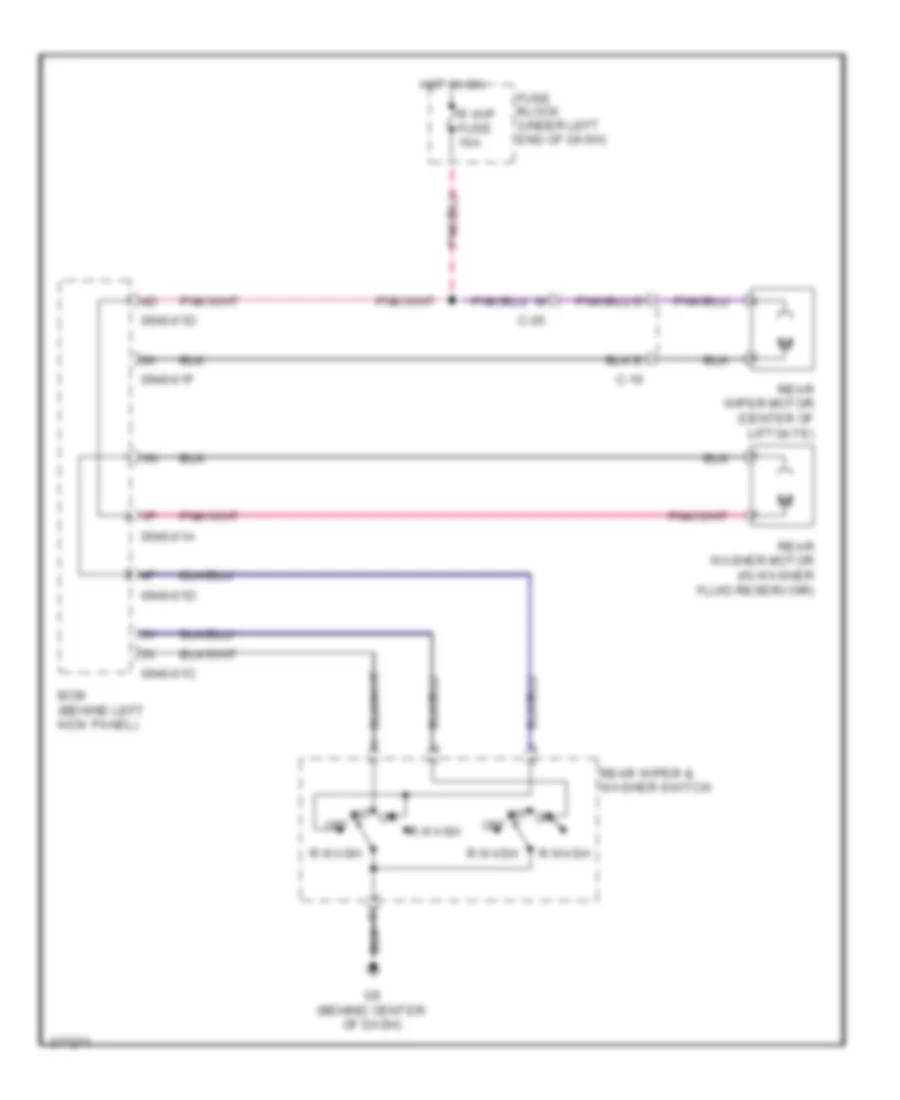 Электросхема заднего стеклоочистителя дворника и омывателя для Mazda CX-7 s Touring 2012