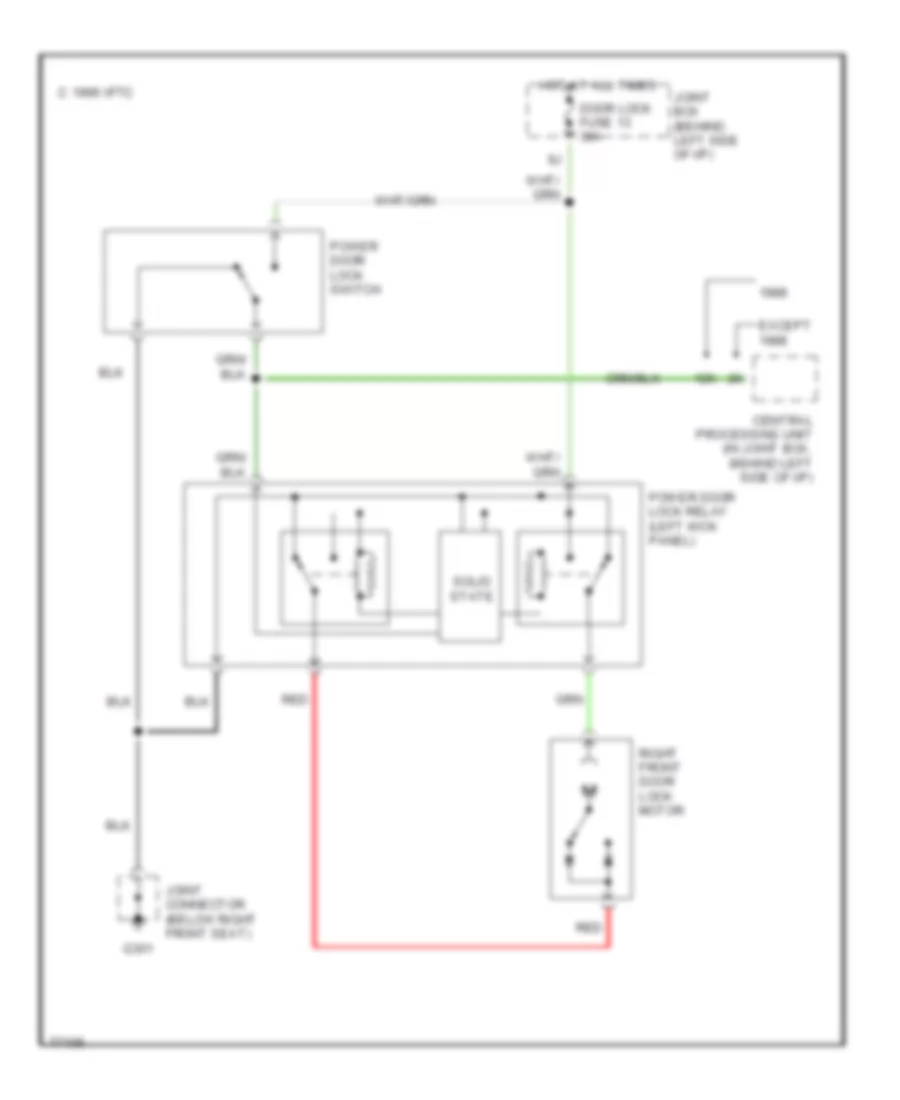 Power Door Lock Wiring Diagram for Mazda MX-6 GT 1991