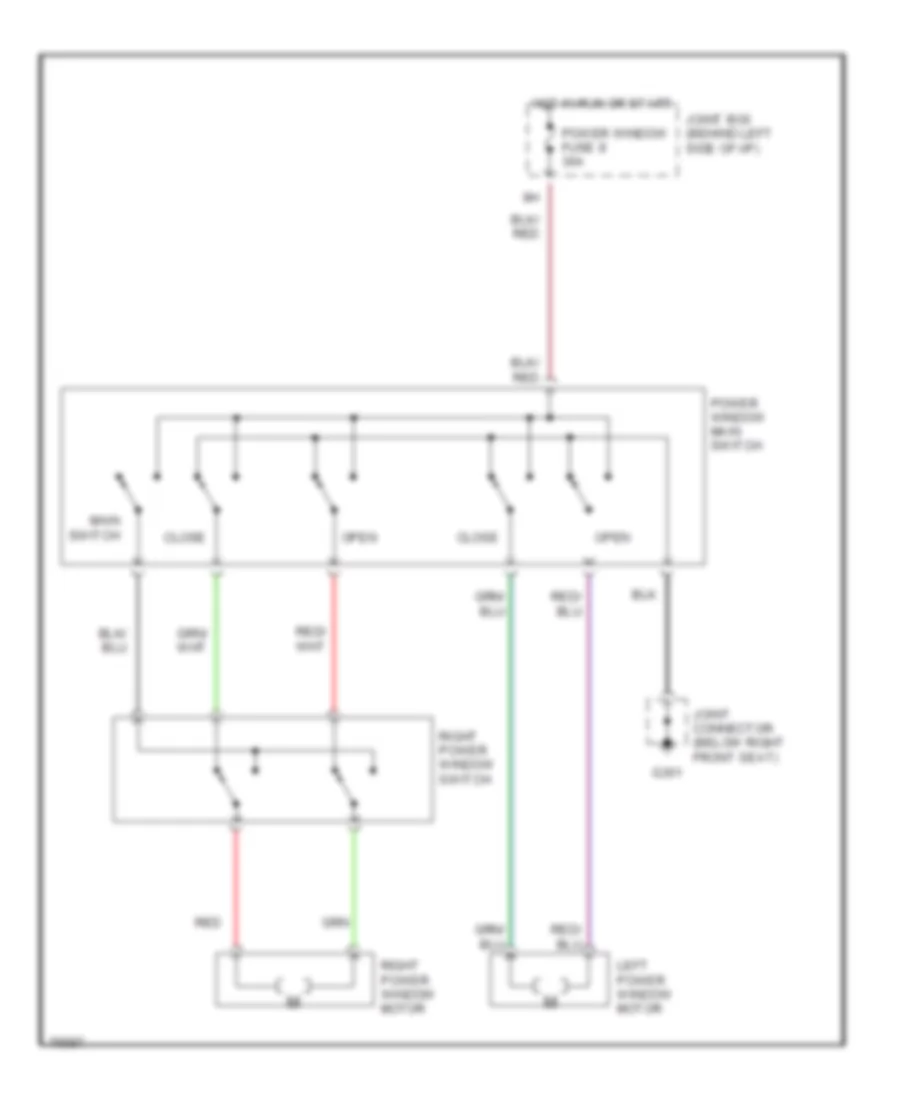 Power Window Wiring Diagram for Mazda MX-6 GT 1991