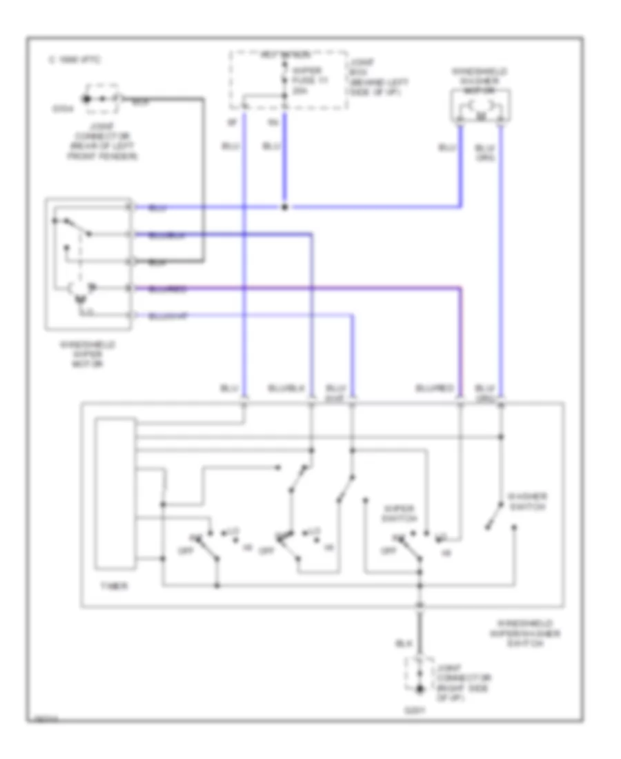 Front Washer Wiper Wiring Diagram for Mazda MX 6 GT 1991