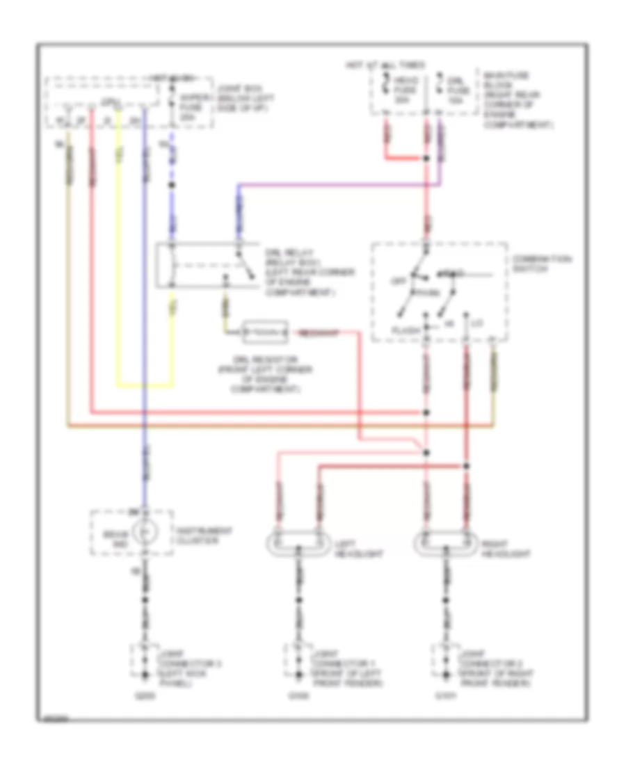 Headlight Wiring Diagram with DRL for Mazda MPV LX 1995