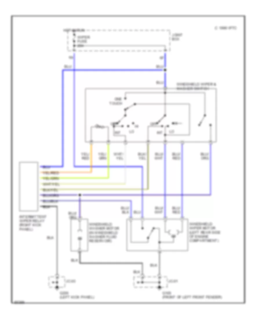 Электросхема передних стеклоочистителей дворников и омывателя лобового стекла для Mazda MPV LX 1995