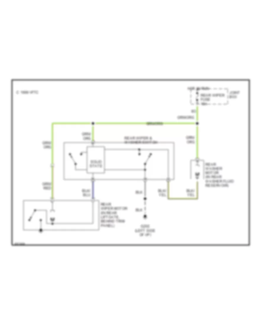 Электросхема заднего стеклоочистителя дворника и омывателя для Mazda MPV LX 1995