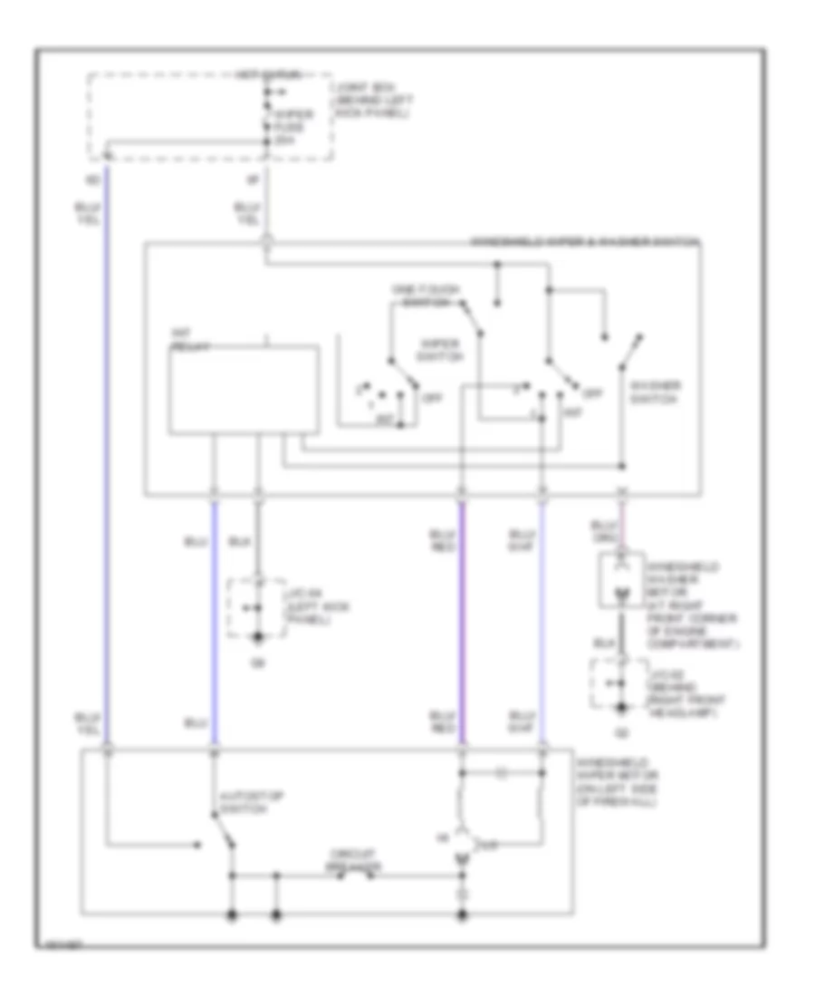 Электросхема стеклоочистителя, дворников и омывателя для Mazda Protege LX 2002