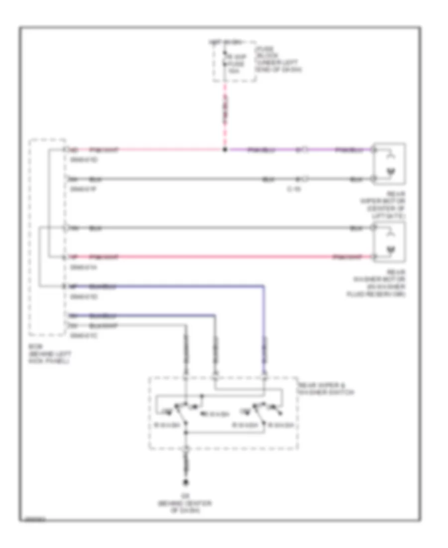 Электросхема заднего стеклоочистителя дворника и омывателя для Mazda CX-7 i Sport 2011