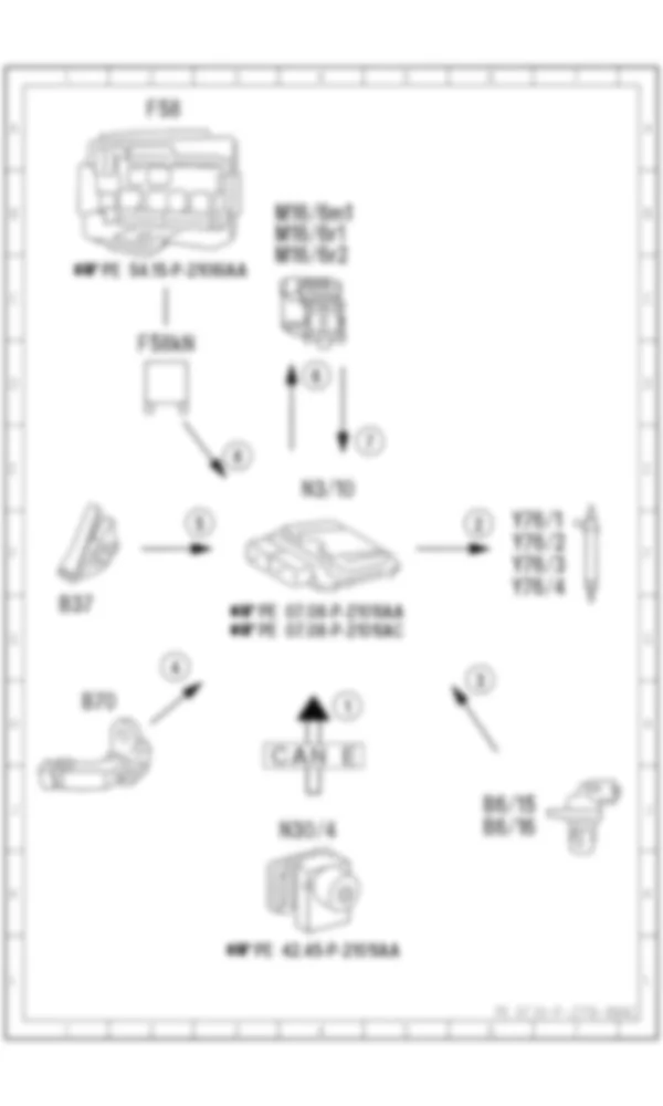 Электросхема Принципиальная электрическая схема двигателя в аварийном режиме для Mercedes-Benz CLA-class (C117) 2013-2020