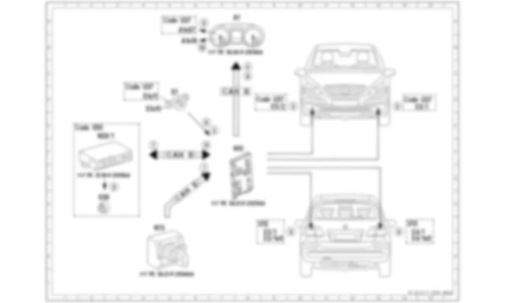 Электросхема Принципиальная электрическая схема включения передних противотуманных фар для Mercedes-Benz CLA-class (C117) 2013-2020