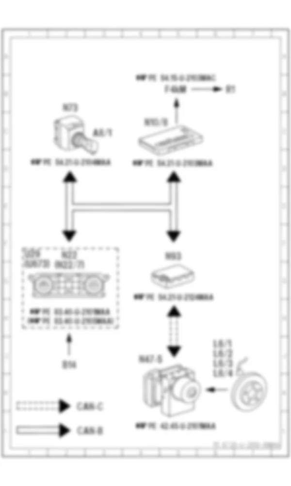 Электросхема Функциональная схема электрической системы обогрева заднего стекла для Mercedes-Benz M-class (W164) 2005—2011