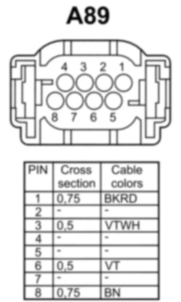 Распиновка разъема A89 -  Блок электрического контроллера DISTRONIC для Mercedes-Benz SLK-class (R172) 2011-2020