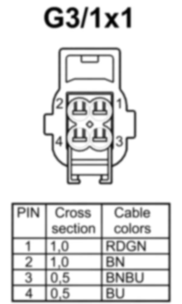 Распиновка разъема G3/1x1 -  Электрический разъем датчика кислорода после каталитического нейтрализатора для Mercedes-Benz SLK-class (R172) 2011-2020
