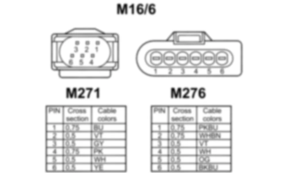 Распиновка разъема M16/6 -  Привод дроссельной заслонки для Mercedes-Benz SLK-class (R172) 2011-2020