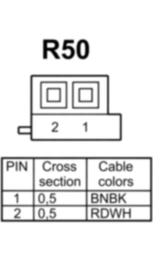 Распиновка разъема R50 -  Нагревательный элемент дополнительного отопителя для Mercedes-Benz SLK-class (R172) 2011-2020