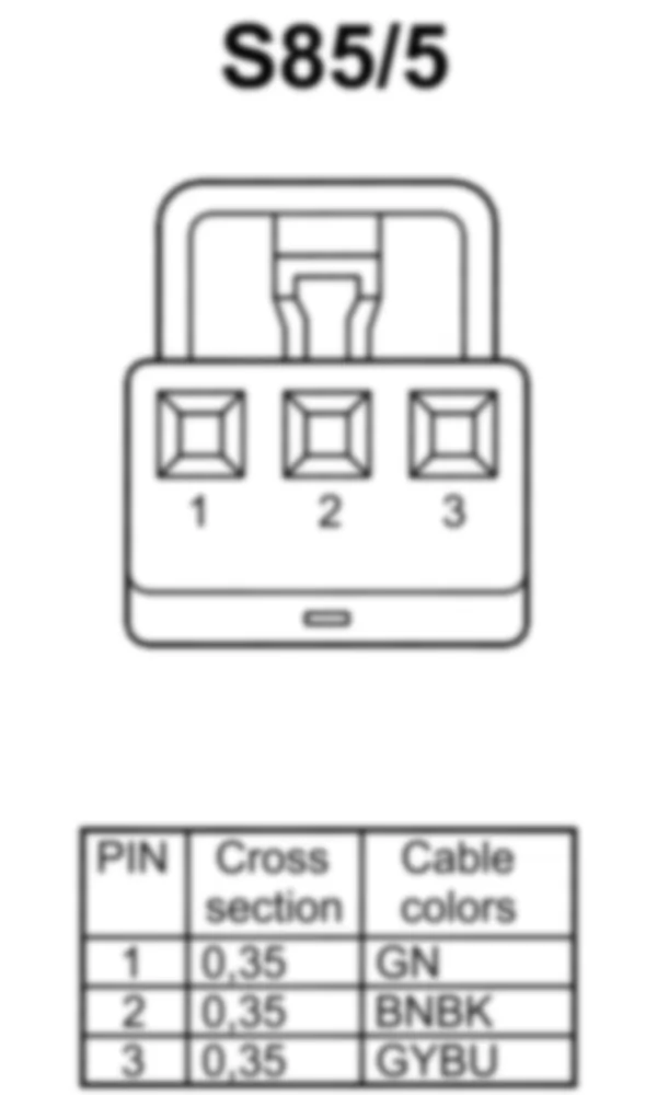 Распиновка разъема S85/5 -  Выключатель внутреннего замка центральной двери левой передней двери для Mercedes-Benz SLK-class (R172) 2011-2020