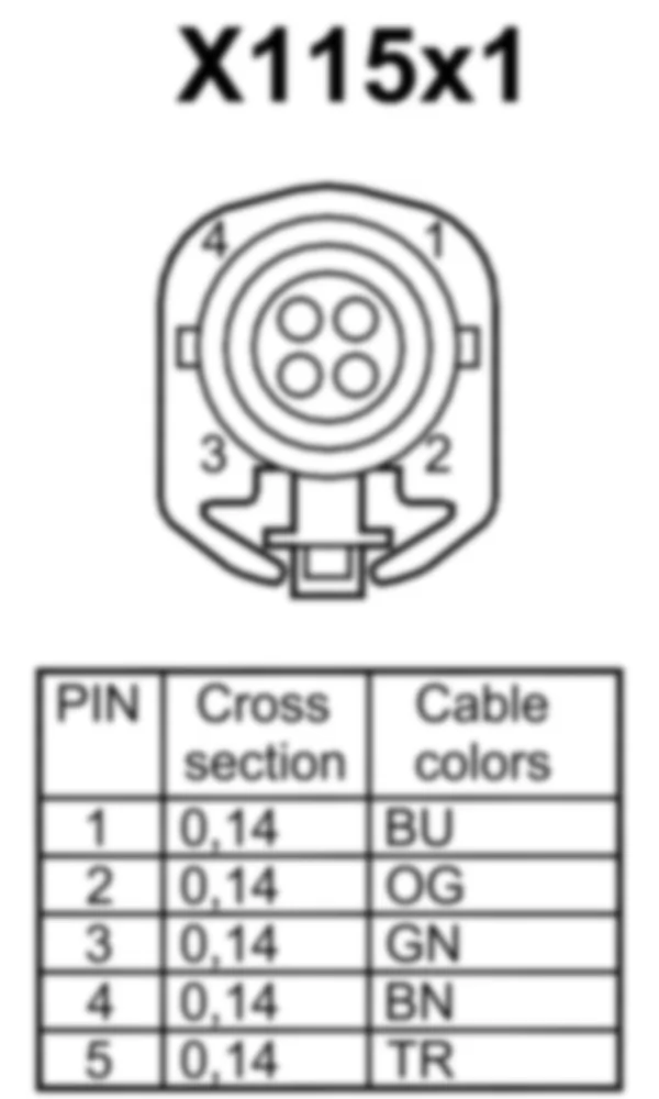 Распиновка разъема X115x1 -  Точка подключения электрического разъема USB для Mercedes-Benz SLK-class (R172) 2011-2020