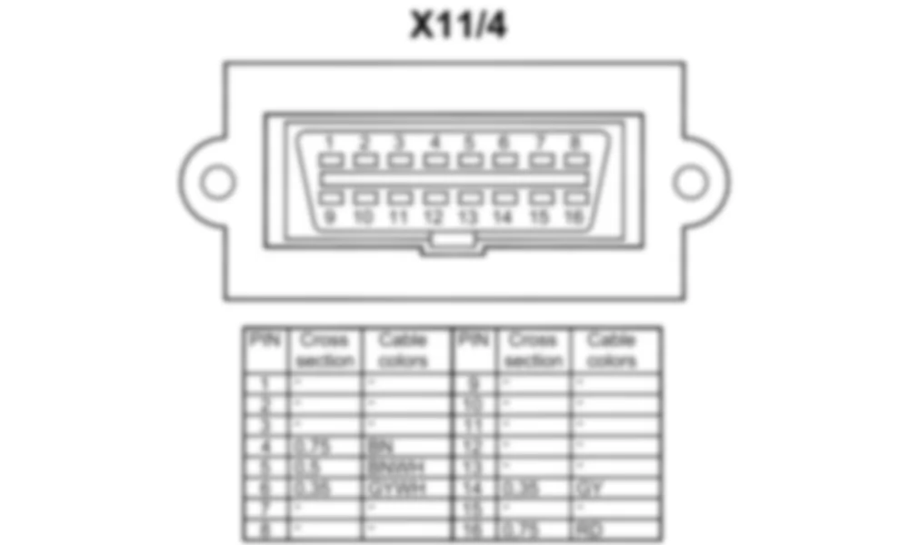 Распиновка разъема X11/4 -  Диагностический разъем для Mercedes-Benz SLK-class (R172) 2011-2020