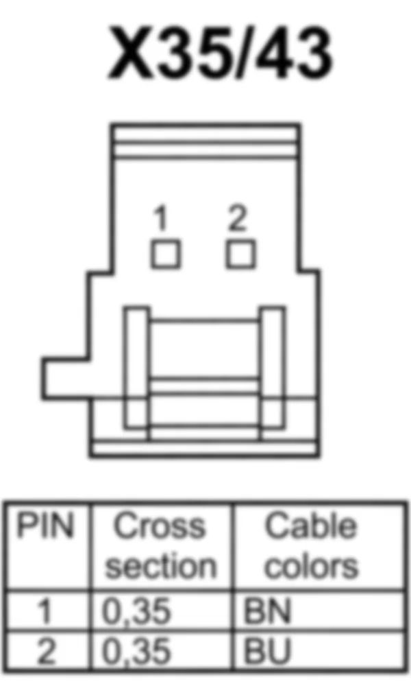 Распиновка разъема X35/43 -  Электрический разъем освещения двери водителя для Mercedes-Benz SLK-class (R172) 2011-2020