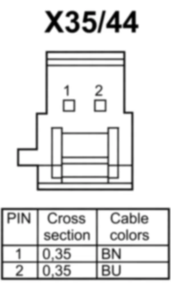 Распиновка разъема X35/44 -  Электрический разъем освещения двери переднего пассажира для Mercedes-Benz SLK-class (R172) 2011-2020