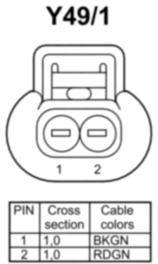 Распиновка разъема Y49/1 -  Соленоид впускного распредвала для Mercedes-Benz SLK-class (R172) 2011-2020