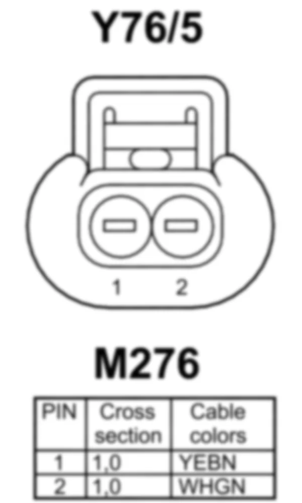 Распиновка разъема Y76/5 -  Топливная форсунка цилиндра 5 для Mercedes-Benz SLK-class (R172) 2011-2020