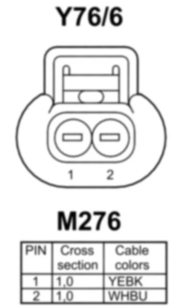Распиновка разъема Y76/6 -  Форсунка цилиндра 6 для Mercedes-Benz SLK-class (R172) 2011-2020