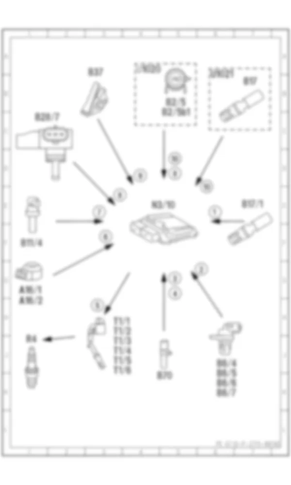 Электросхема Принципиальная электрическая схема контроля детонации для Mercedes-Benz SLK-class (R172) 2011-2020