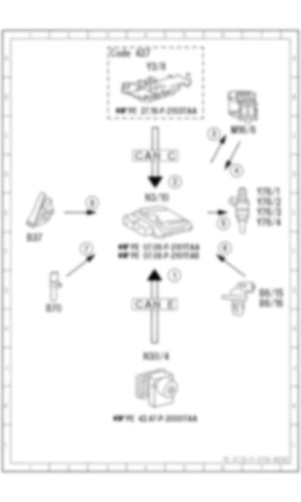 Электросхема Принципиальная электрическая схема двигателя в аварийном режиме для Mercedes-Benz SLK-class (R172) 2011-2020