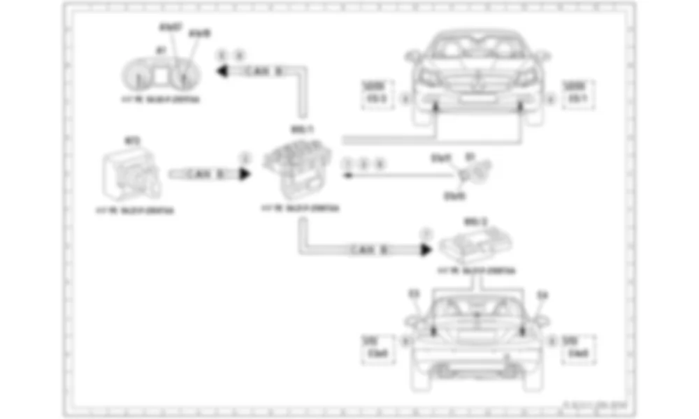 Электросхема Принципиальная электрическая схема включения передних противотуманных фар для Mercedes-Benz SLK-class (R172) 2011-2020