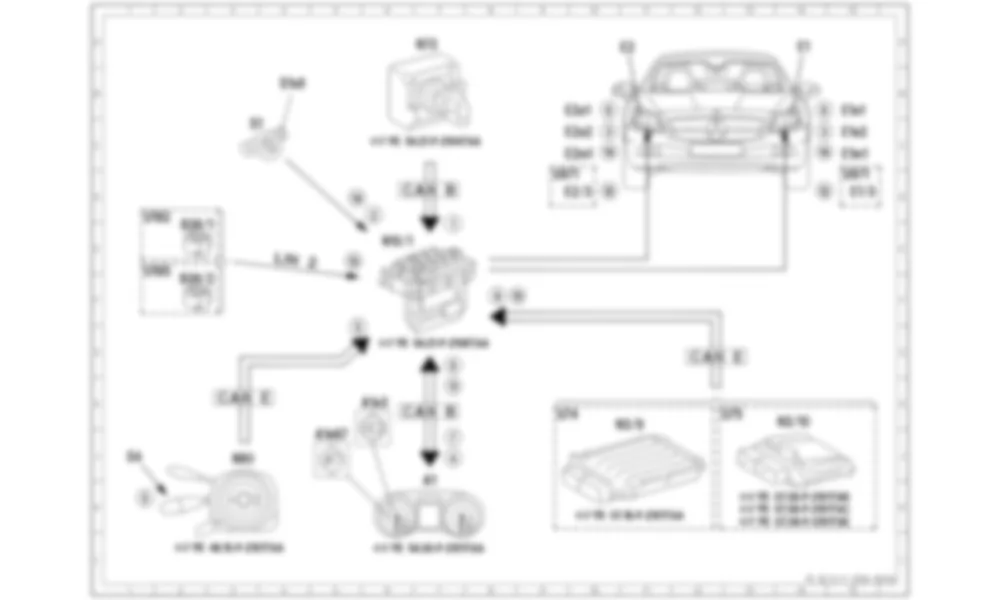 Электросхема Принципиальная электрическая схема включения дальнего света для Mercedes-Benz SLK-class (R172) 2011-2020