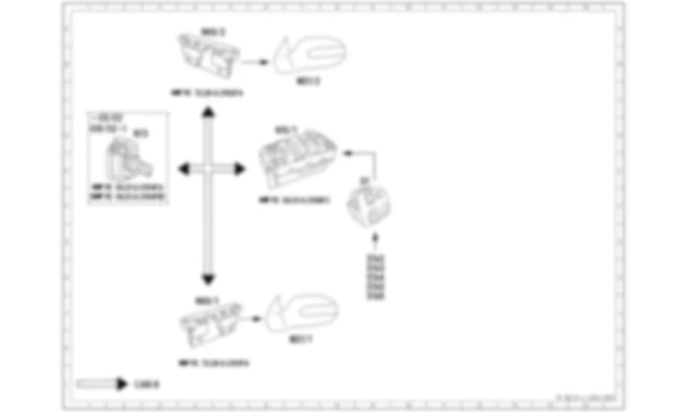 Электросхема Функциональная схема электрической системы регулировки зеркал для Mercedes-Benz C-class (W203) 2000—2007