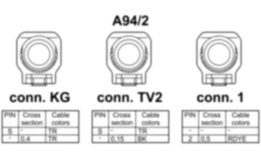 Распиновка разъема A94/2 -  Антенный усилитель TV 2 для Mercedes-Benz C-class (W204) 2007—2014