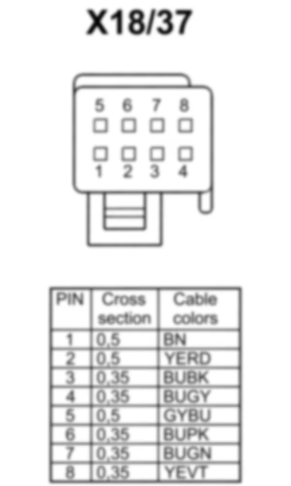 Распиновка разъема X18/37 -  Электрический разъем кнопки системы экстренного вызова для Mercedes-Benz C-class (W204) 2007—2014