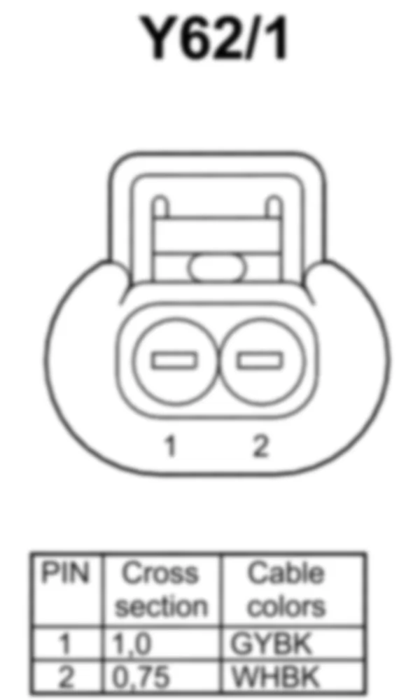 Распиновка разъема Y62/1 -  Клапан впрыска цилиндра 1 для Mercedes-Benz C-class (W204) 2007—2014