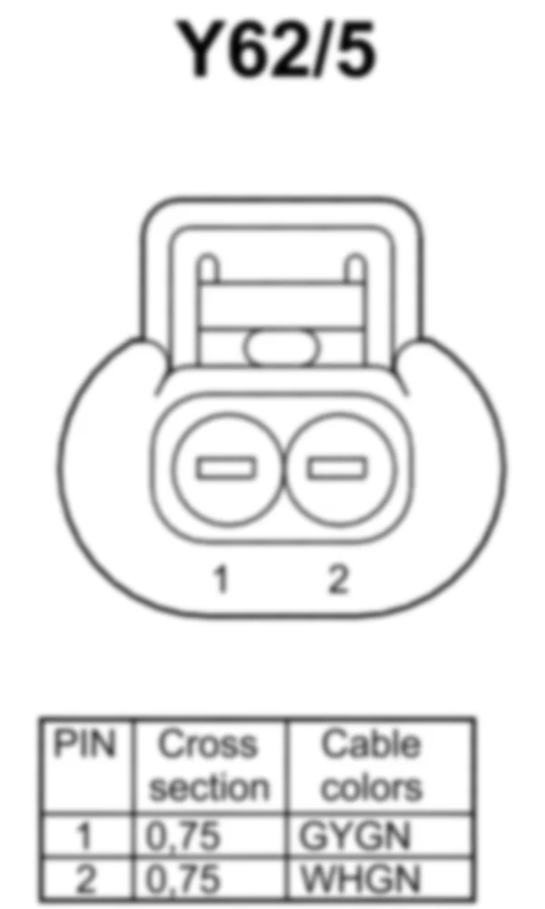 Распиновка разъема Y62/5 -  Клапан впрыска цилиндра 5 для Mercedes-Benz C-class (W204) 2007—2014