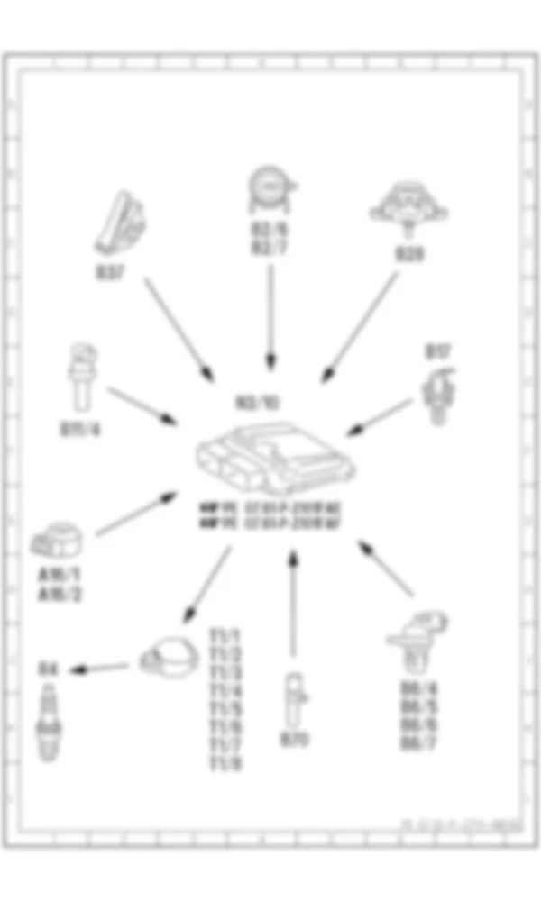 Электросхема Принципиальная электрическая схема контроля детонации для Mercedes-Benz C-class (W204) 2007—2014