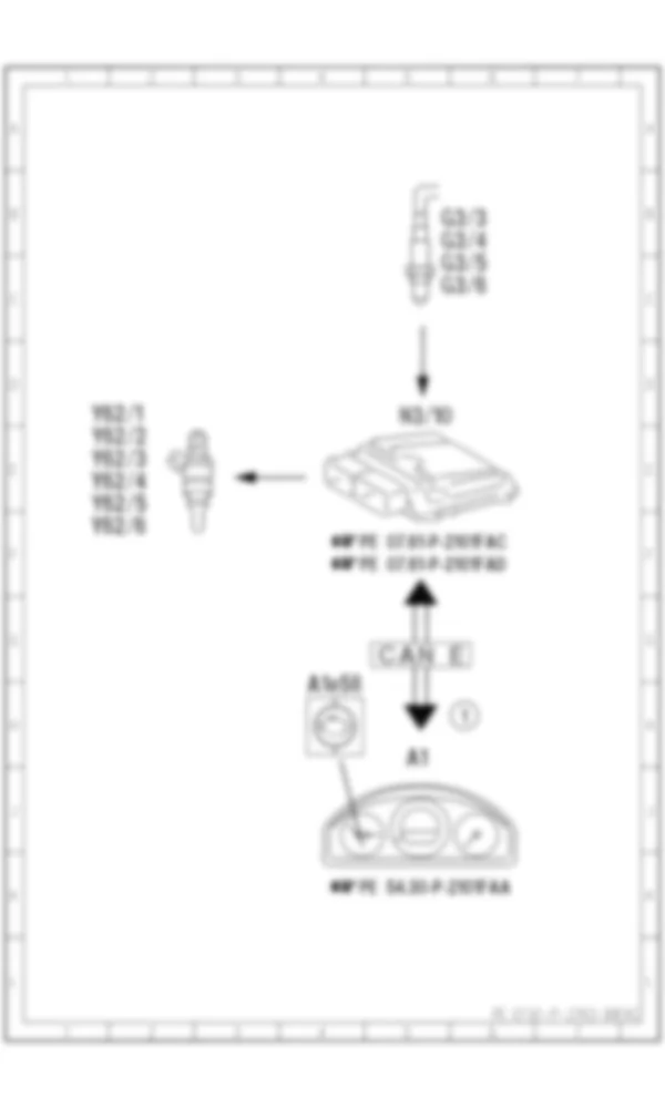 Электросхема Принципиальная электрическая схема управления двумя датчиками ME для Mercedes-Benz C-class (W204) 2007—2014