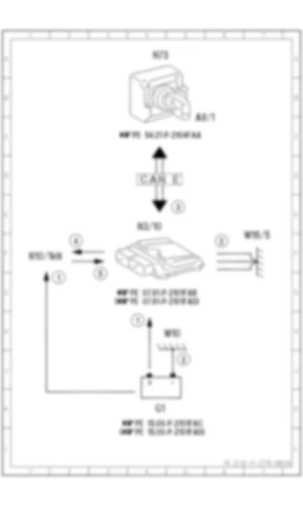 Электросхема Принципиальная электрическая схема подачи питания на блок управления ME для Mercedes-Benz C-class (W204) 2007—2014