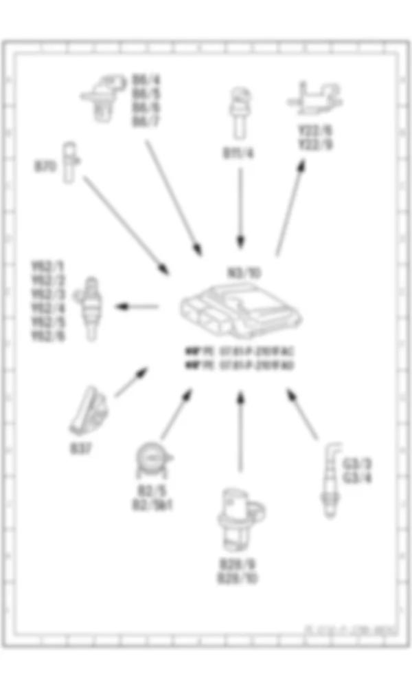 Электросхема Электрическая схема управления впрыском для Mercedes-Benz C-class (W204) 2007—2014