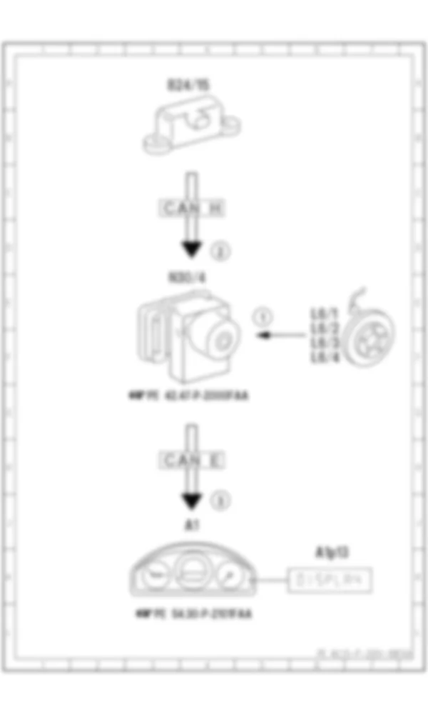 Электросхема Принципиальная электрическая схема системы предупреждения о потере давления в шинах (RDW) для Mercedes-Benz C-class (W204) 2007—2014