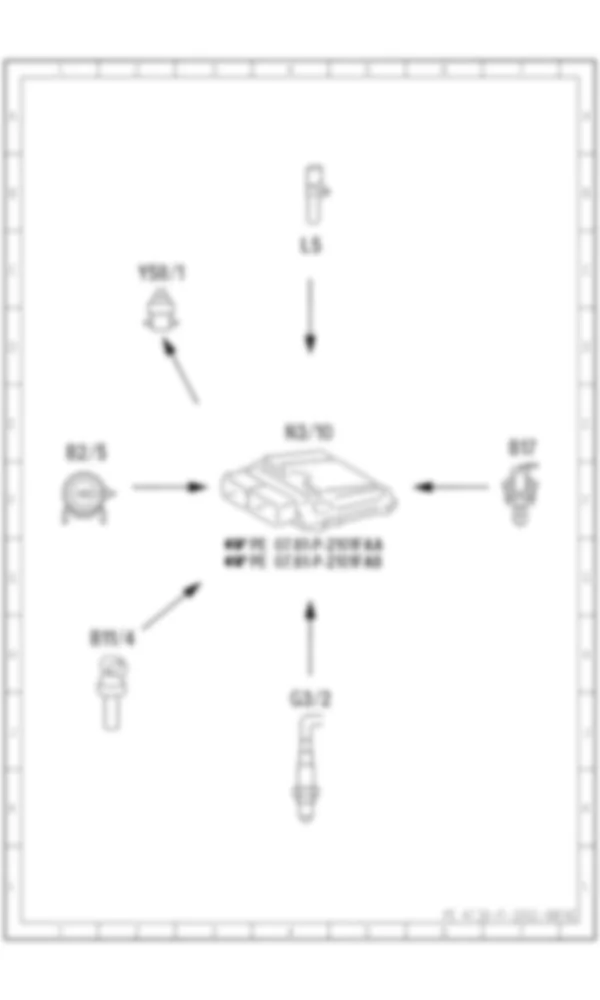 Электросхема Электрическая схема функции продувки для Mercedes-Benz C-class (W204) 2007—2014