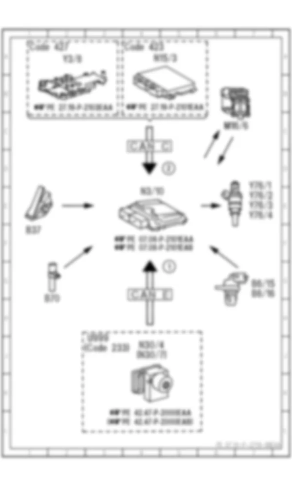 Электросхема Принципиальная электрическая схема двигателя в аварийном режиме для Mercedes-Benz E-class (C207) 2010-2017