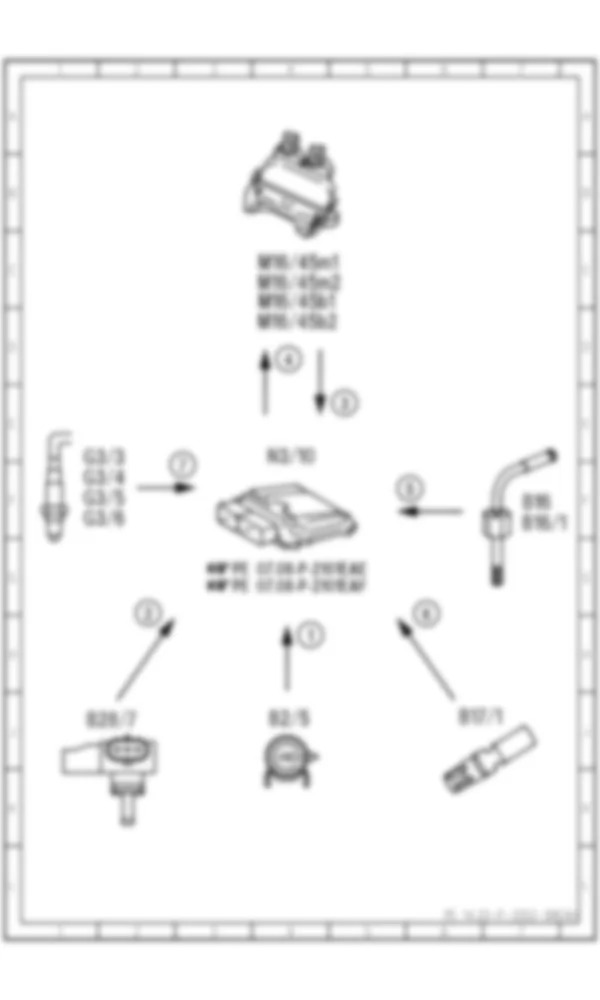 Электросхема Принципиальная электрическая схема системы рециркуляции выхлопных газов для Mercedes-Benz E-class (C207) 2010-2017