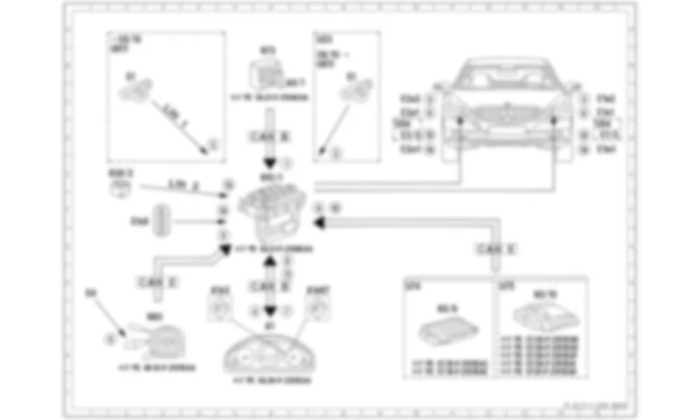 Электросхема Принципиальная электрическая схема включения дальнего света для Mercedes-Benz E-class (C207) 2010-2017
